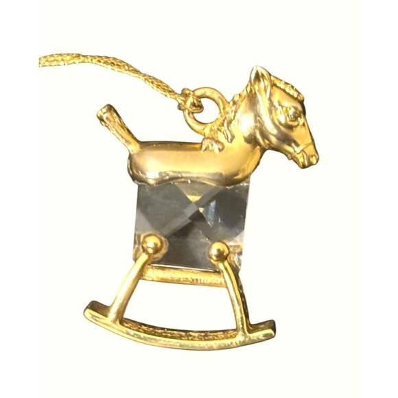 VTG Gold & Crystal Rocking Horse Ornament With 24K Gold Finish & Lead Austrian C - Picture 3 of 13